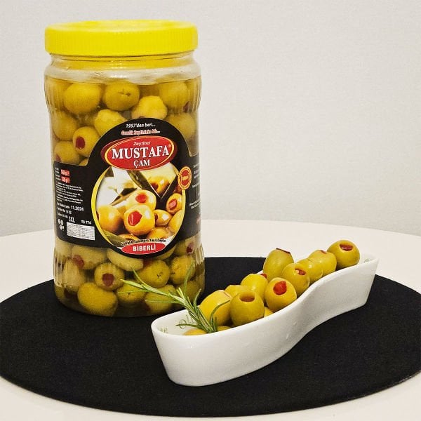 Biberli Yeşil Zeytin - 1 Kg